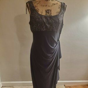 Alex Evenings Womens Draped Gown And Glitter Bolero Jacket SZ 12